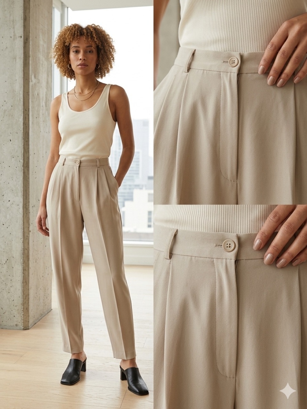 Casual Corner Annex Vintage high-waisted women pants Beige / Light Taupe size 4